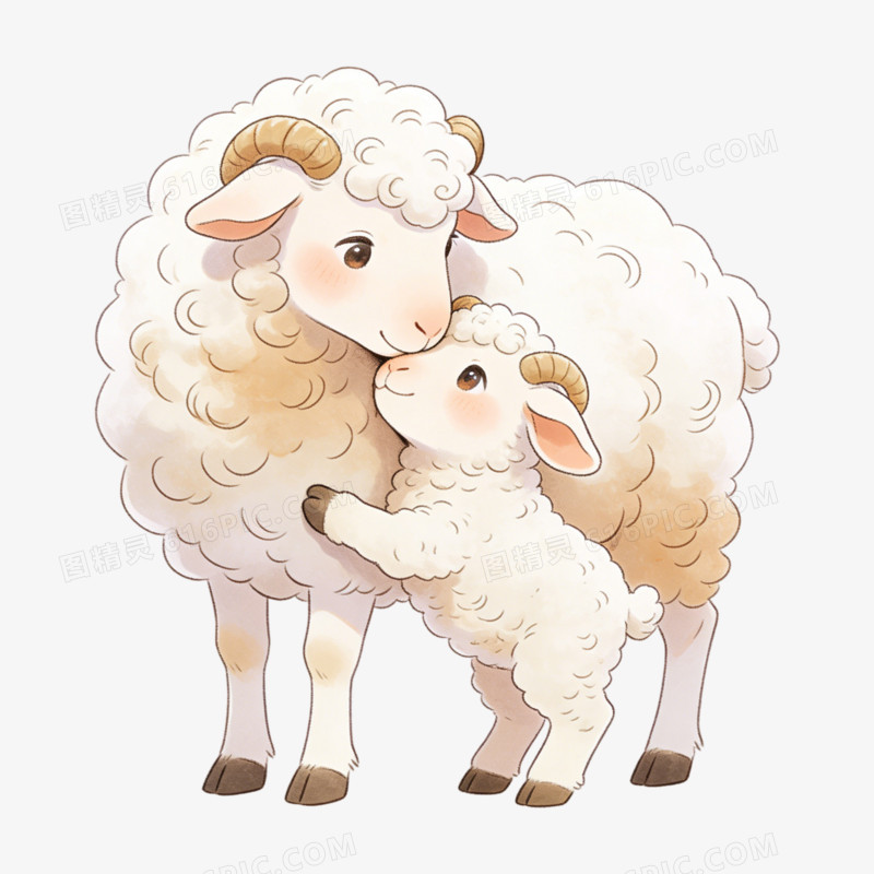 卡通手绘插画风可爱亲子动物免抠元素