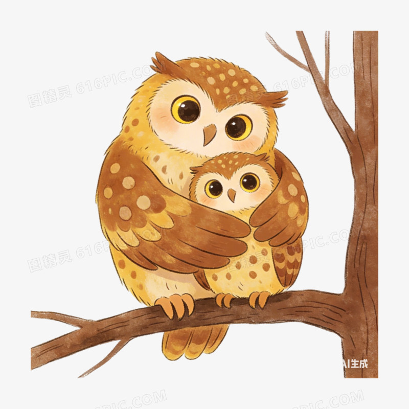 卡通手绘插画风可爱亲子动物免抠元素