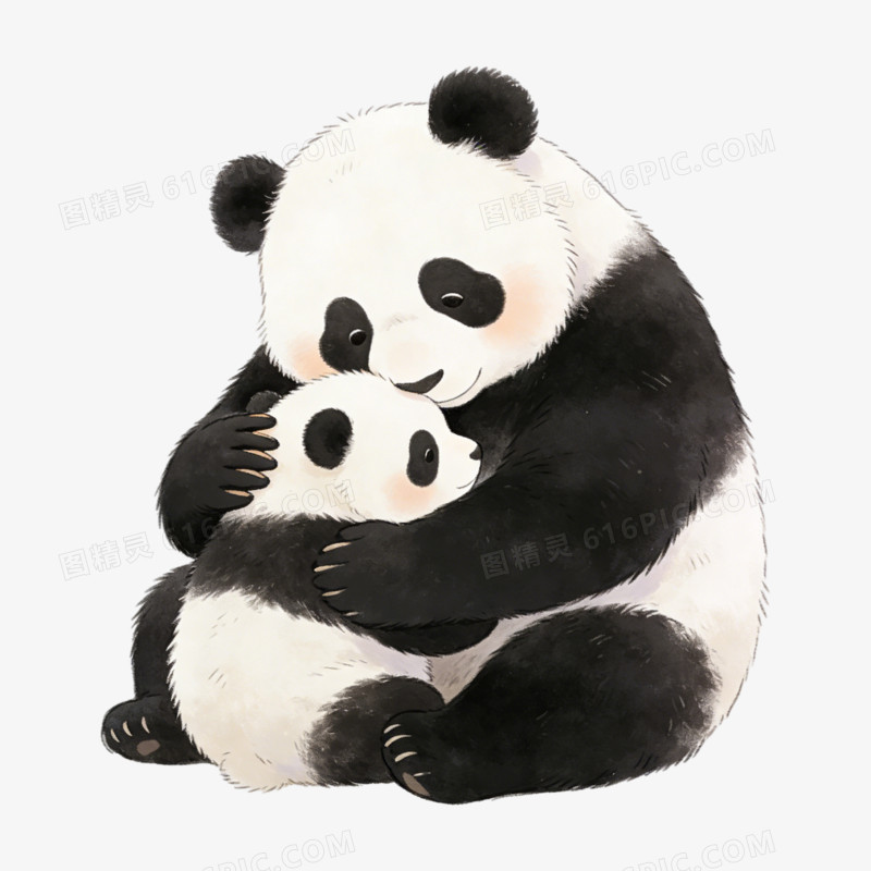 卡通手绘插画风可爱亲子动物免抠元素