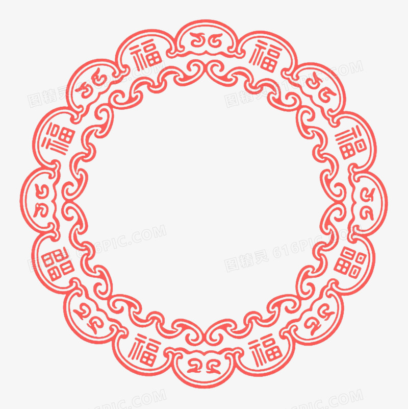 红色福字祥云装饰图案