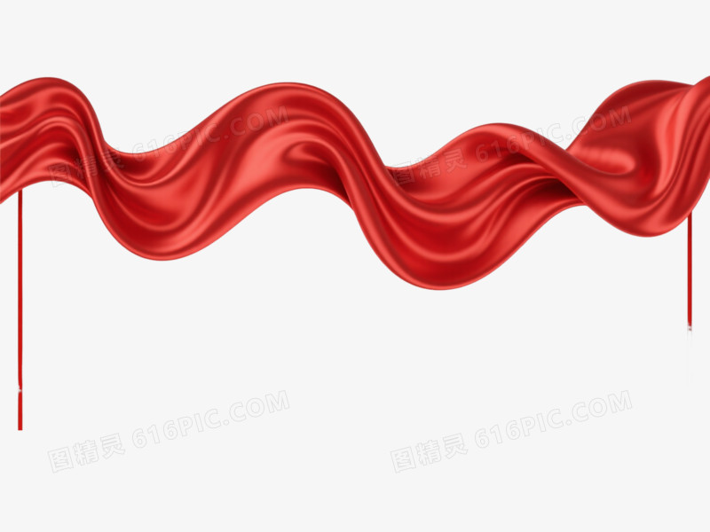 红色波浪绸缎横幅装饰图案