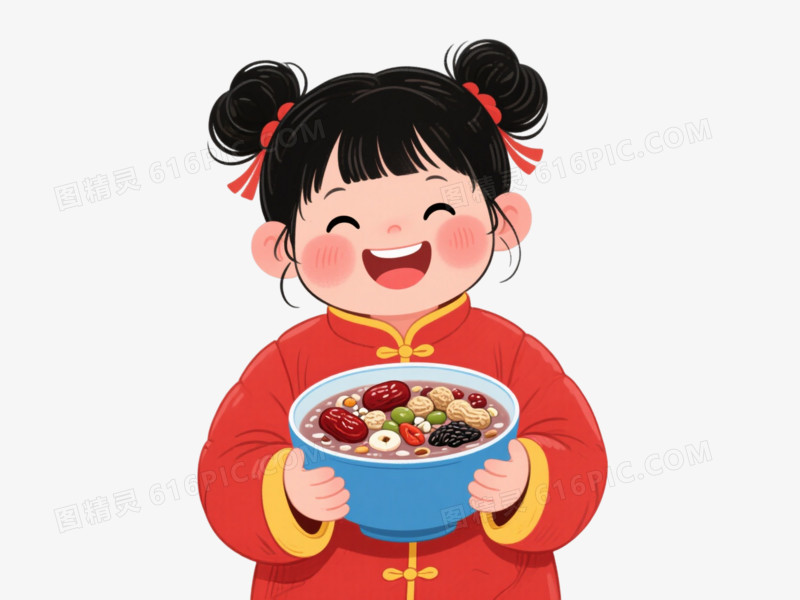 开心中国女孩卡通手绘元素