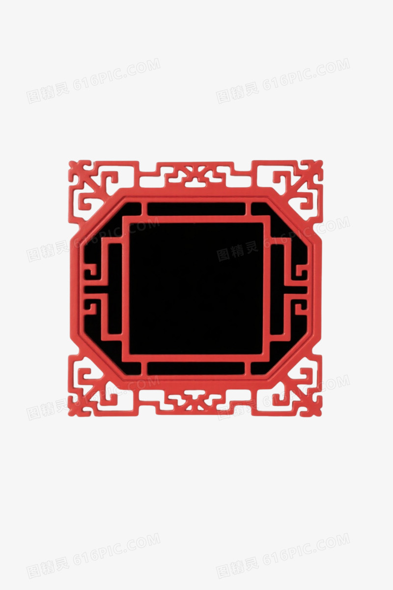 红色中式窗格边框纹理