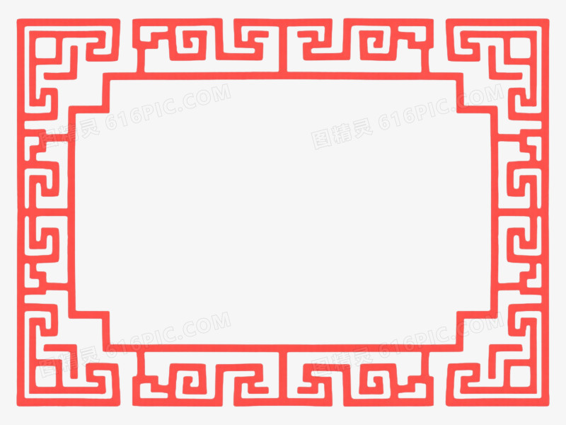 红色回纹边框装饰图案