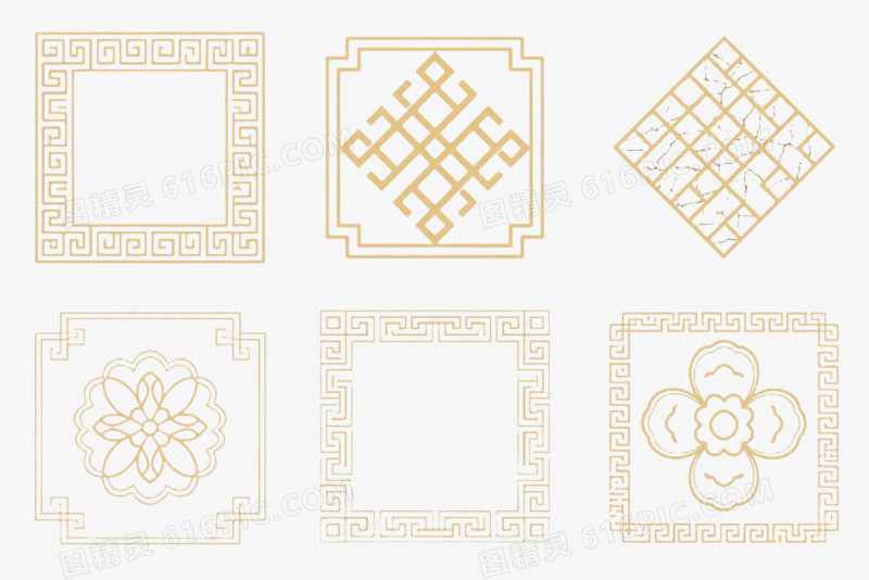 金色中式传统边框纹理元素