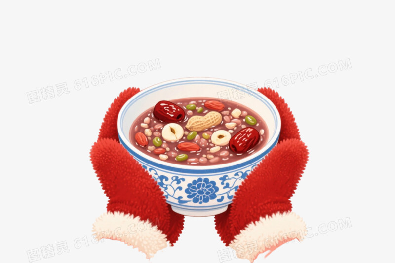 青花瓷腊八粥节日元素
