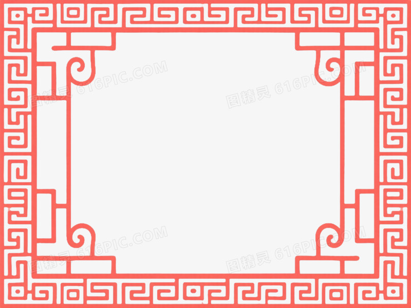 红色中式回纹边框纹理