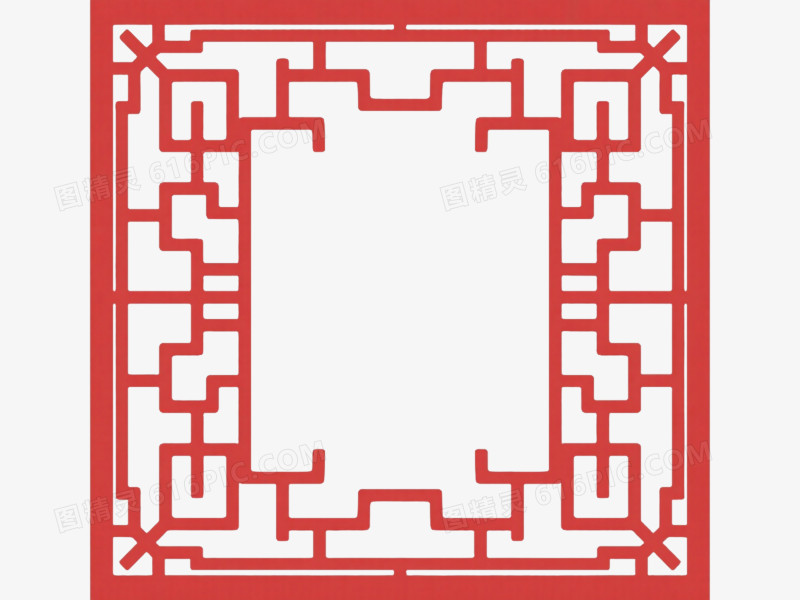红色中式回纹边框纹理