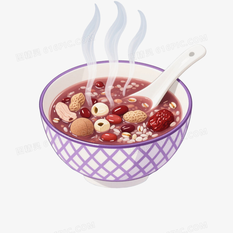 插画风八宝粥漂浮元素