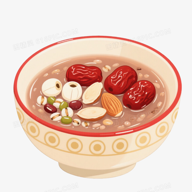 中式八宝粥插画风格元素