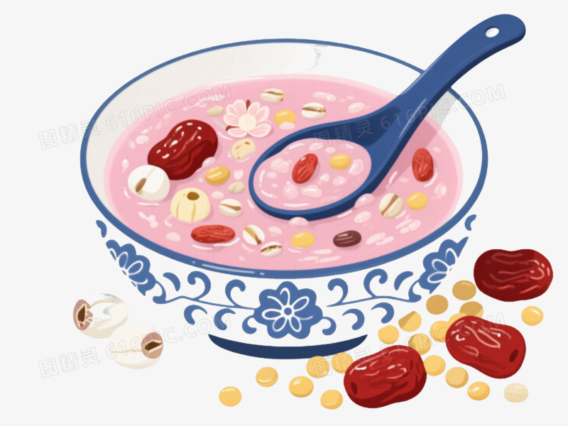 粉色八宝粥插画风格元素