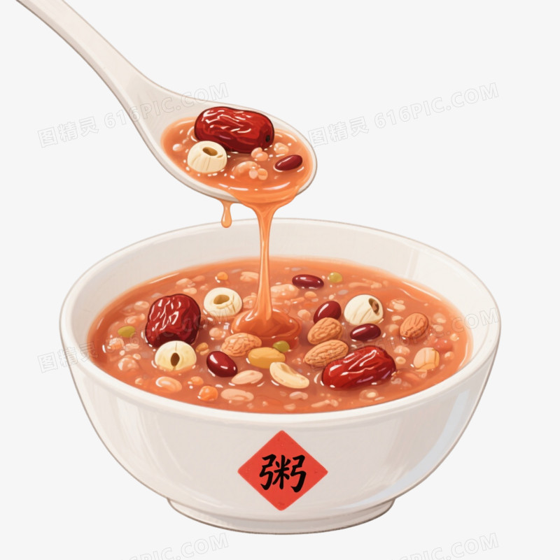 手绘腊八粥插画元素