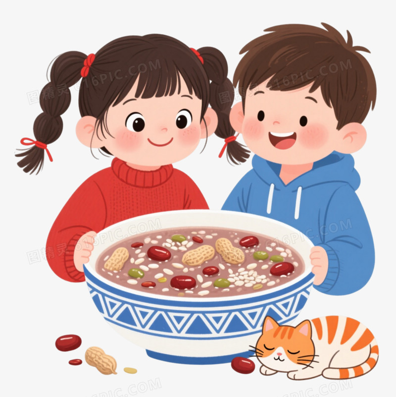 腊八粥儿童卡通手绘元素