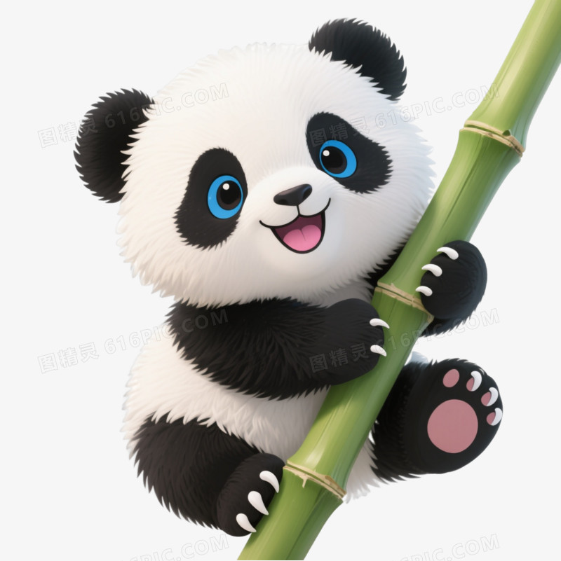 可爱熊猫幼崽卡通手绘元素