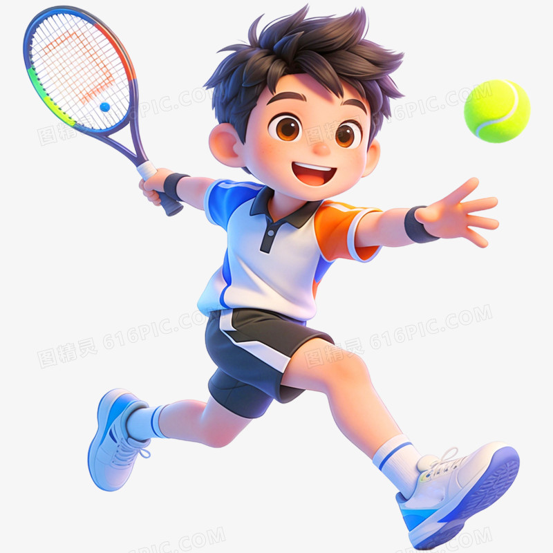 3D立体运动网球兴趣班免抠元素