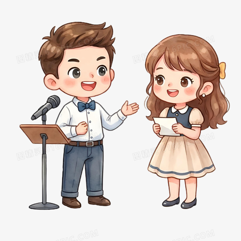 卡通手绘口才表演兴趣班免抠元素