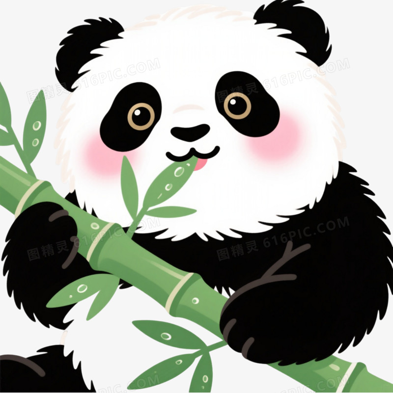 蓬松熊猫幼崽卡通手绘元素