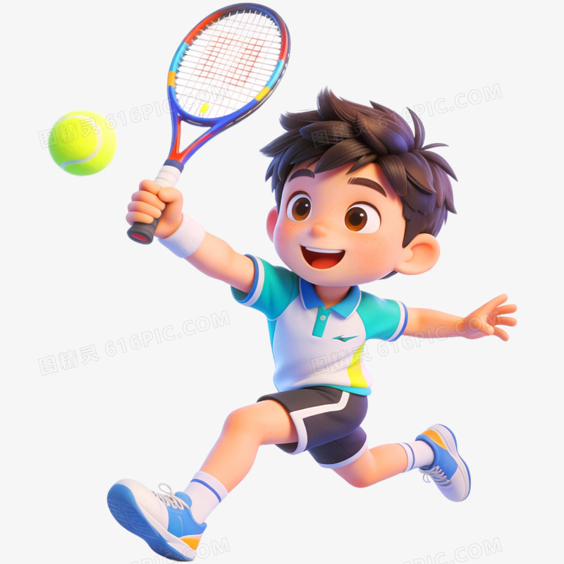 3D立体运动网球兴趣班免抠元素