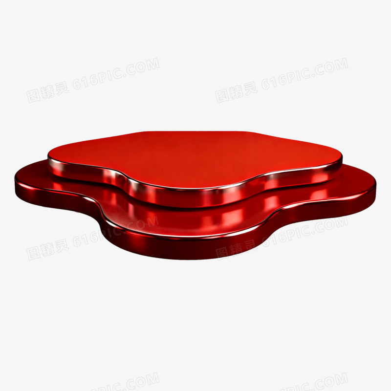 3D立体风红色展台免抠元素