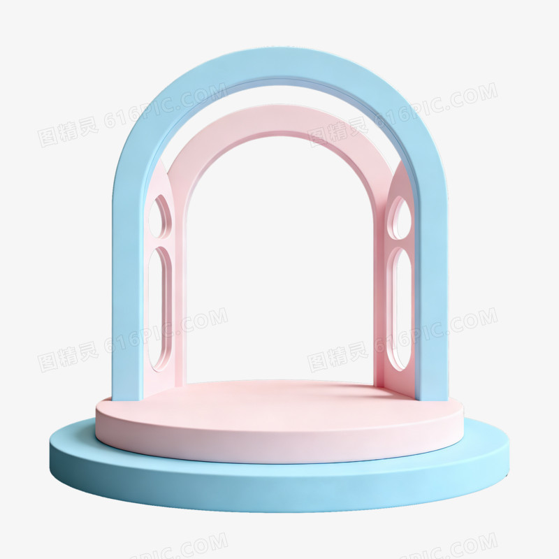 3D立体风马卡龙电商展台免抠元素