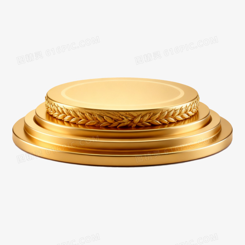 3D立体风金色麦穗电商展台免抠元素