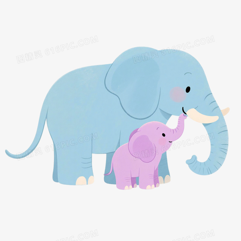 卡通手绘大象亲子动物免抠元素