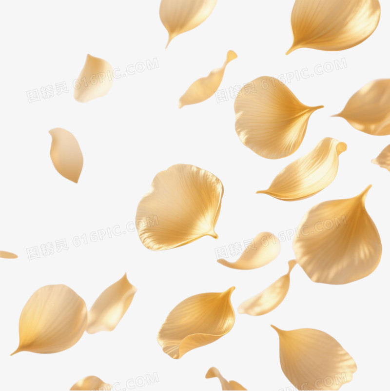 金色花瓣飘落漂浮元素