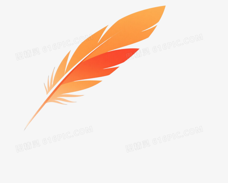 橙黄红渐变飘动羽毛漂浮元素
