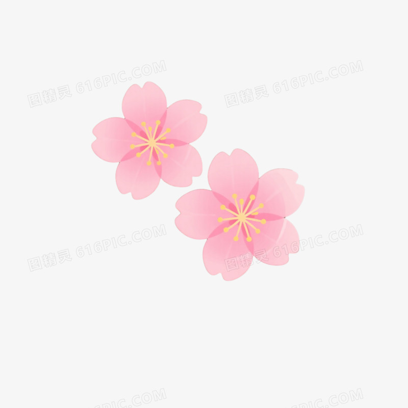 粉樱枝条卡通手绘元素