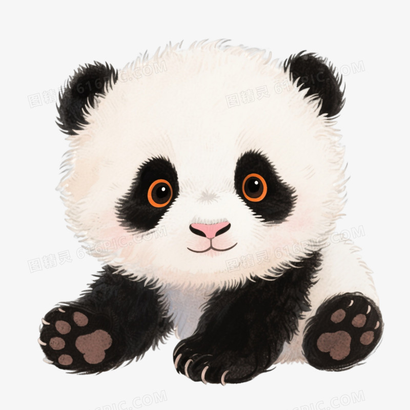 水彩风大熊猫幼崽卡通手绘元素