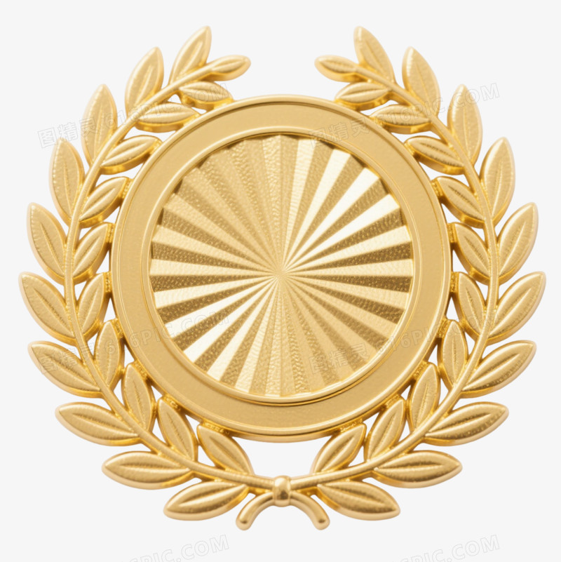金色月桂叶奖章装饰图案