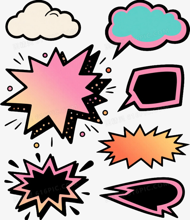 多风格对话气泡爆炸效果元素