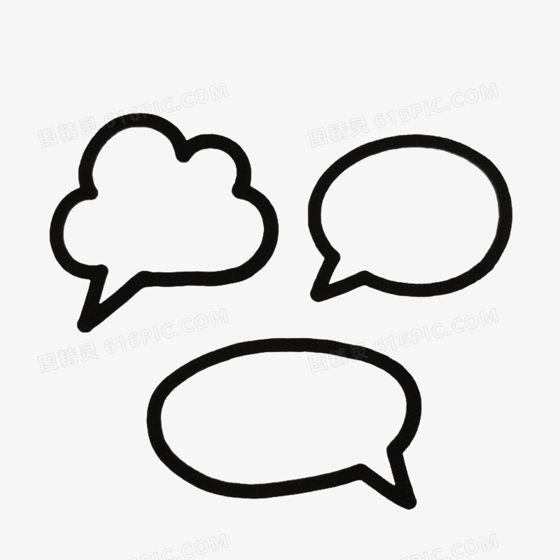 黑色粗线手绘对话气泡卡通手绘元素