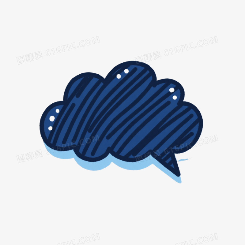 深青云朵对话框漂浮元素