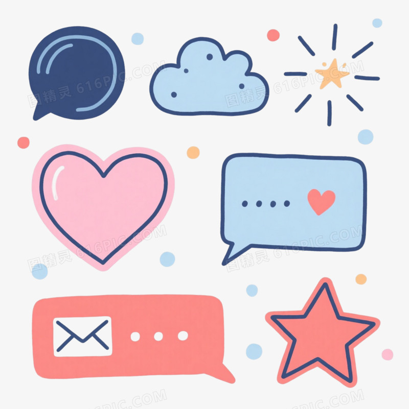 多彩手绘对话气泡装饰图案