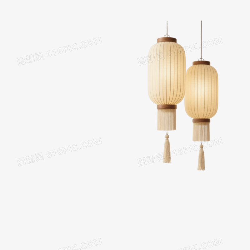 金色回纹边框灯笼装饰图案