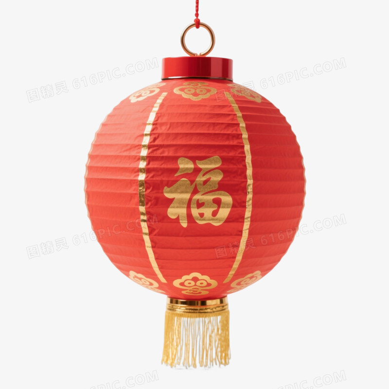 红金祥云福字灯笼节日元素