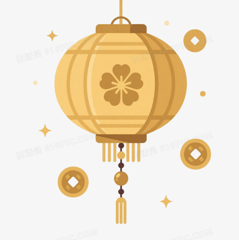 金色中式灯笼节日元素