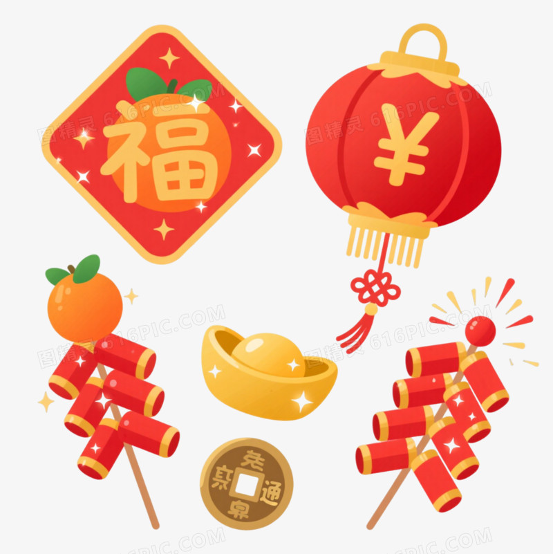 橙子福字红包中国结节日元素