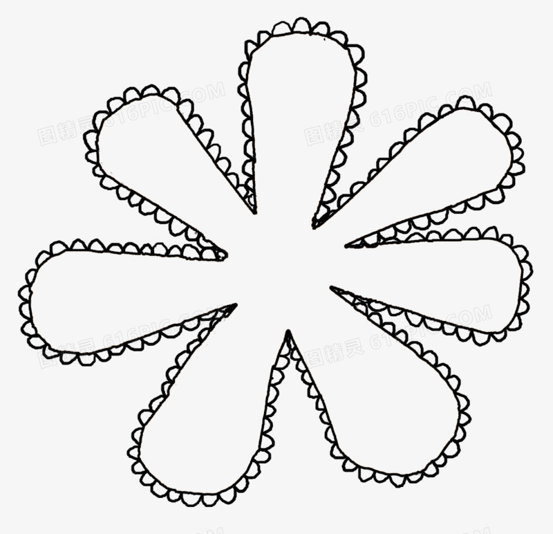 边框线条素材手绘线条素材 手绘花朵形状 线条涂鸦 黑白线条