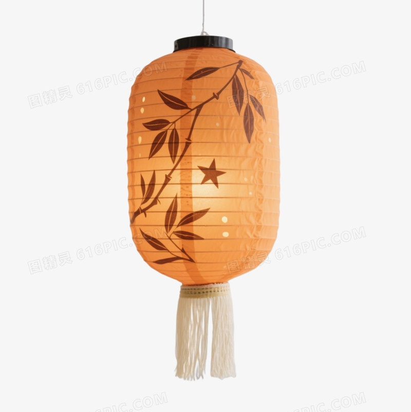 暖橙纸灯笼节日元素