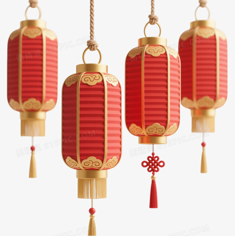 红色中式灯笼节日元素