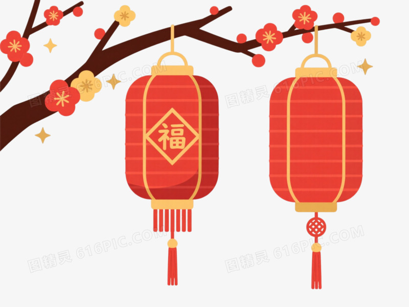 红金中式灯笼节日元素