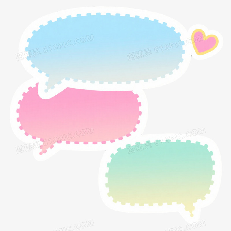 三色爱心对话气泡卡通手绘元素