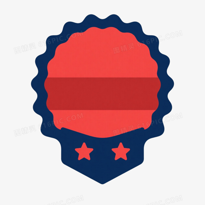 红蓝徽章扁平化装饰图案