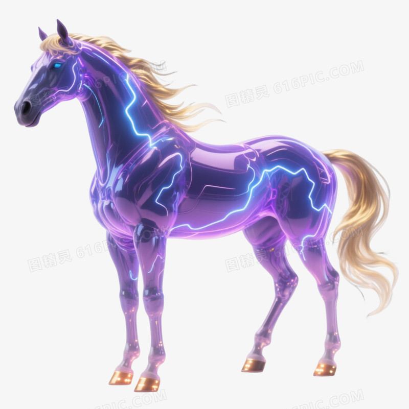 紫蓝渐变赛博马效果元素