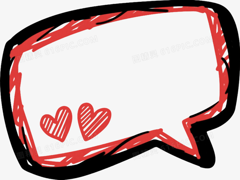 红色手绘对话框漂浮元素