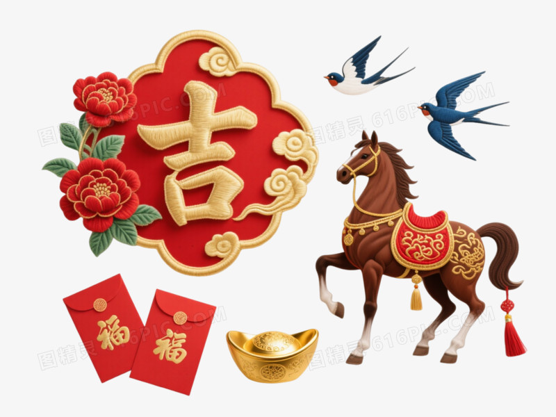 红金吉字祥云节日元素