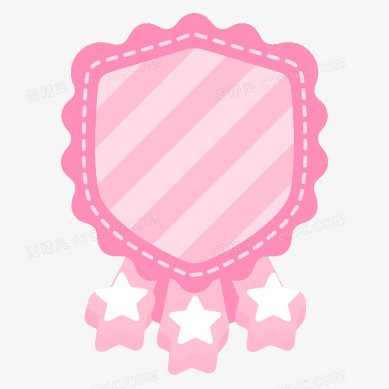 粉色波浪边徽章装饰图案