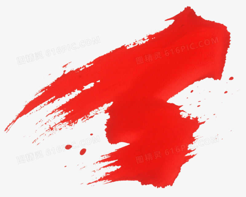 朱砂红水墨笔触效果元素